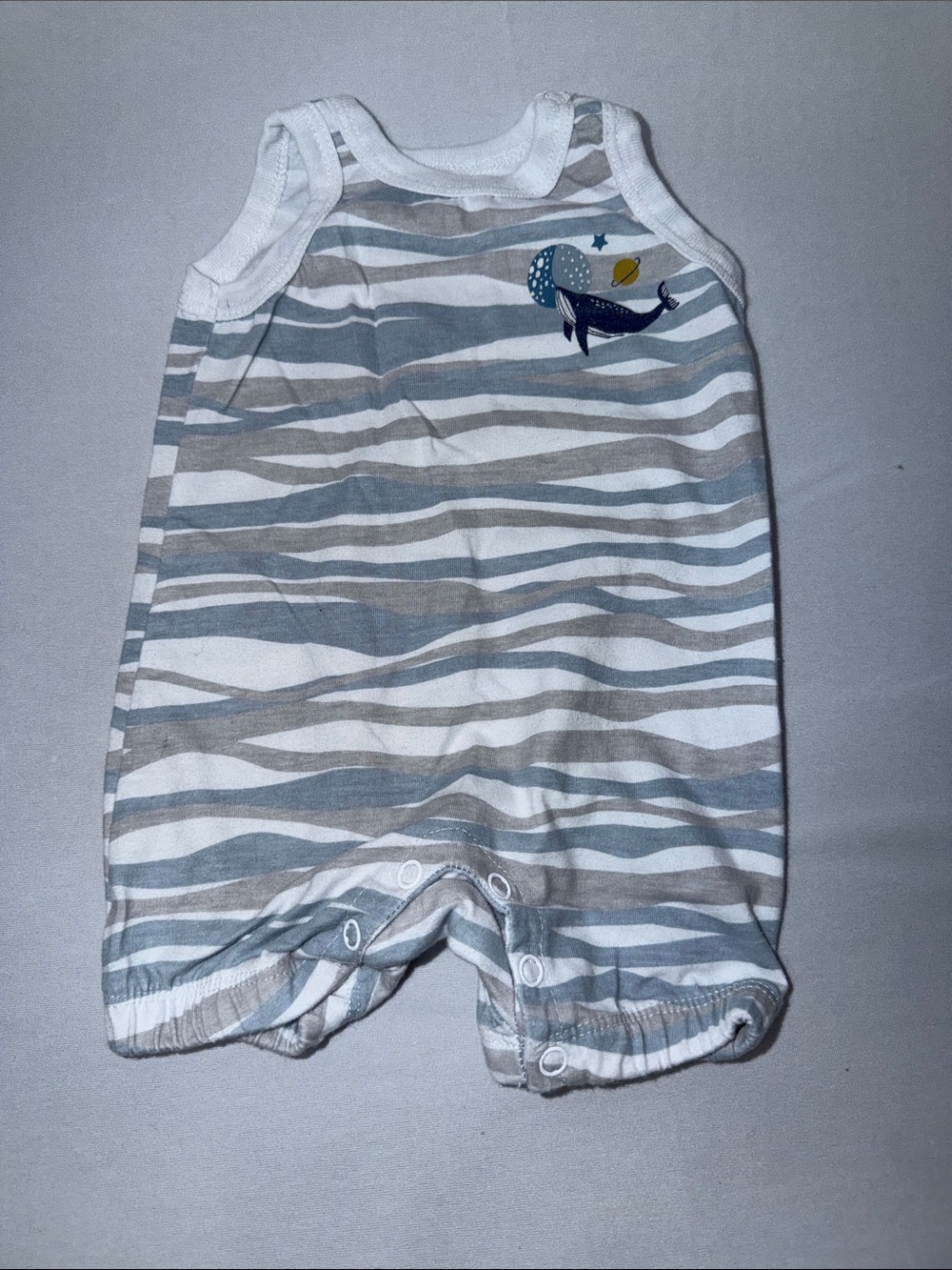 Unbranded Gray & White Striped Baby One-Piece Romper